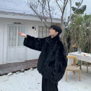 Men's Korean Style Thick Faux Fur Winter Coat