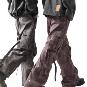 Textured Pleated Multi-Pocket Cargo Pants - Unisex