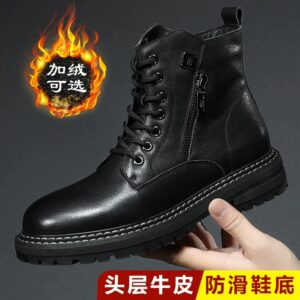 Men's Genuine Leather Martin Boots with Fleece Lining