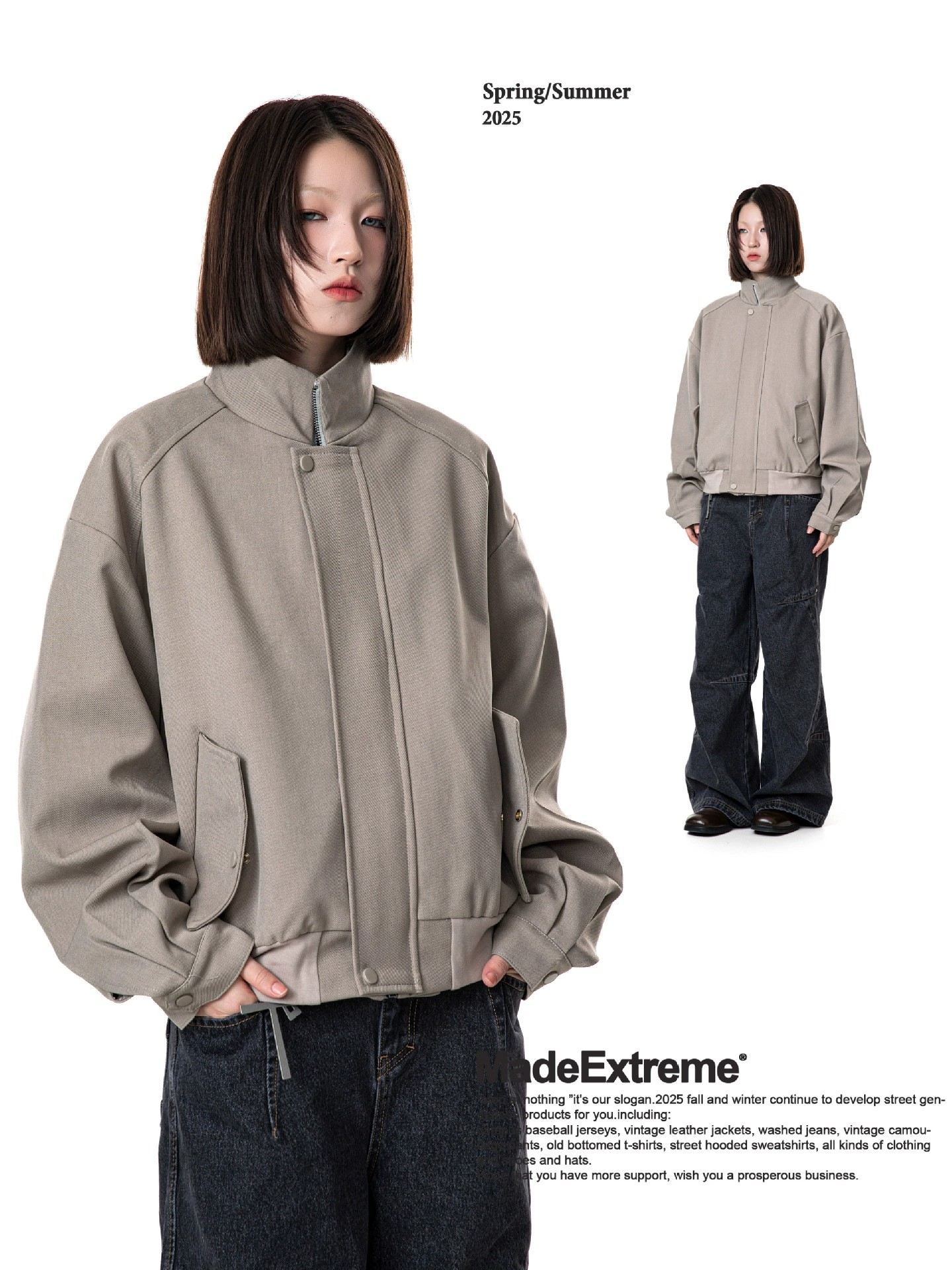 main_2 MADEEXTREME Spring Minimalist Cropped Raglan Jacket - Image 2