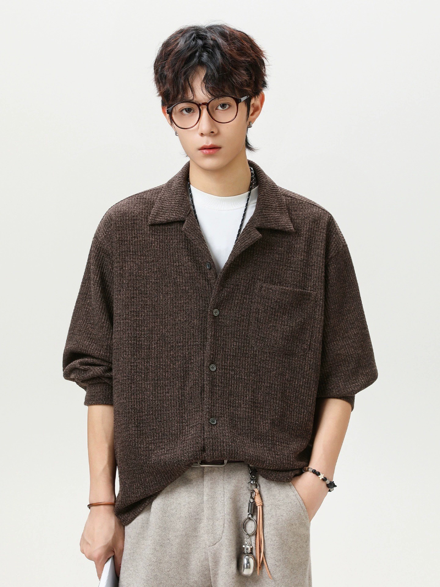 main_2 Retro Cuban Collar Long Sleeve Shirt Jacket - Image 2