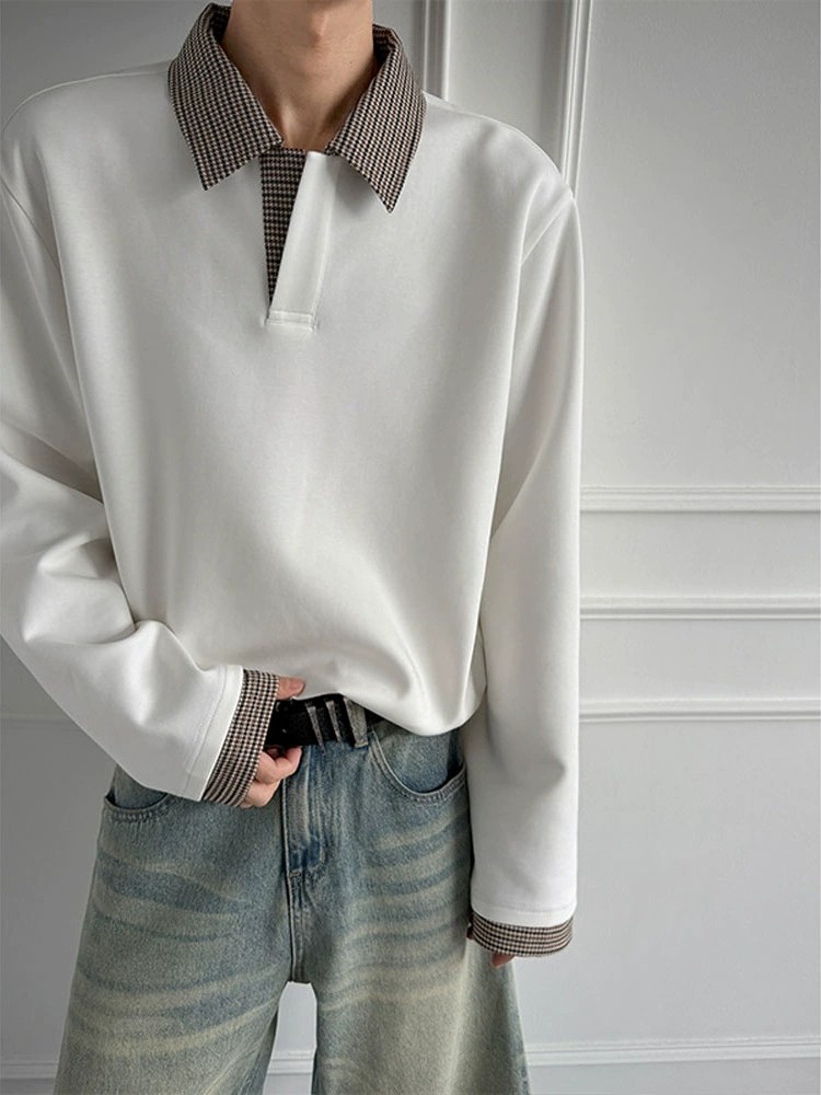 main_2 Cleanfit Houndstooth Lightweight Long Sleeve Polo - Image 2