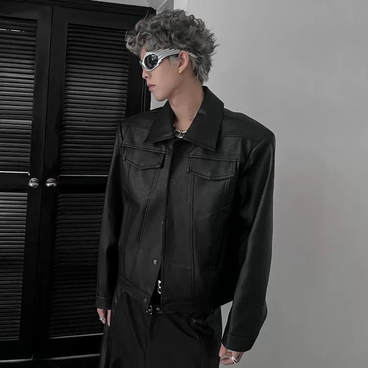main_2 2025 Short PU Leather Biker Jacket for Men - Image 2