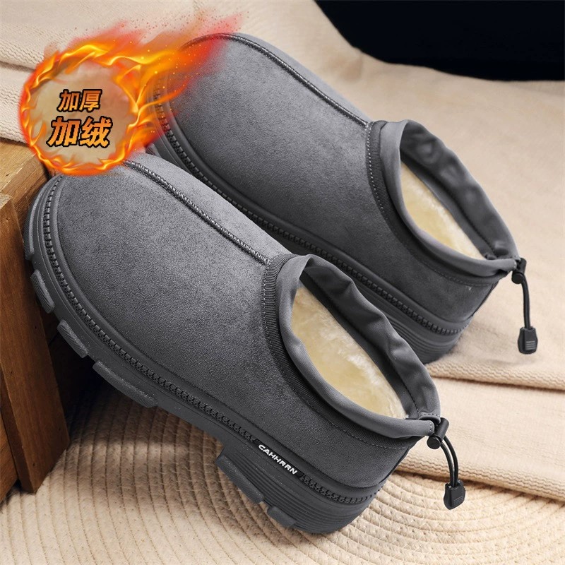 main_2 2025 Men's Fleece-Lined Suede Slip-On Snow Boots - Image 2