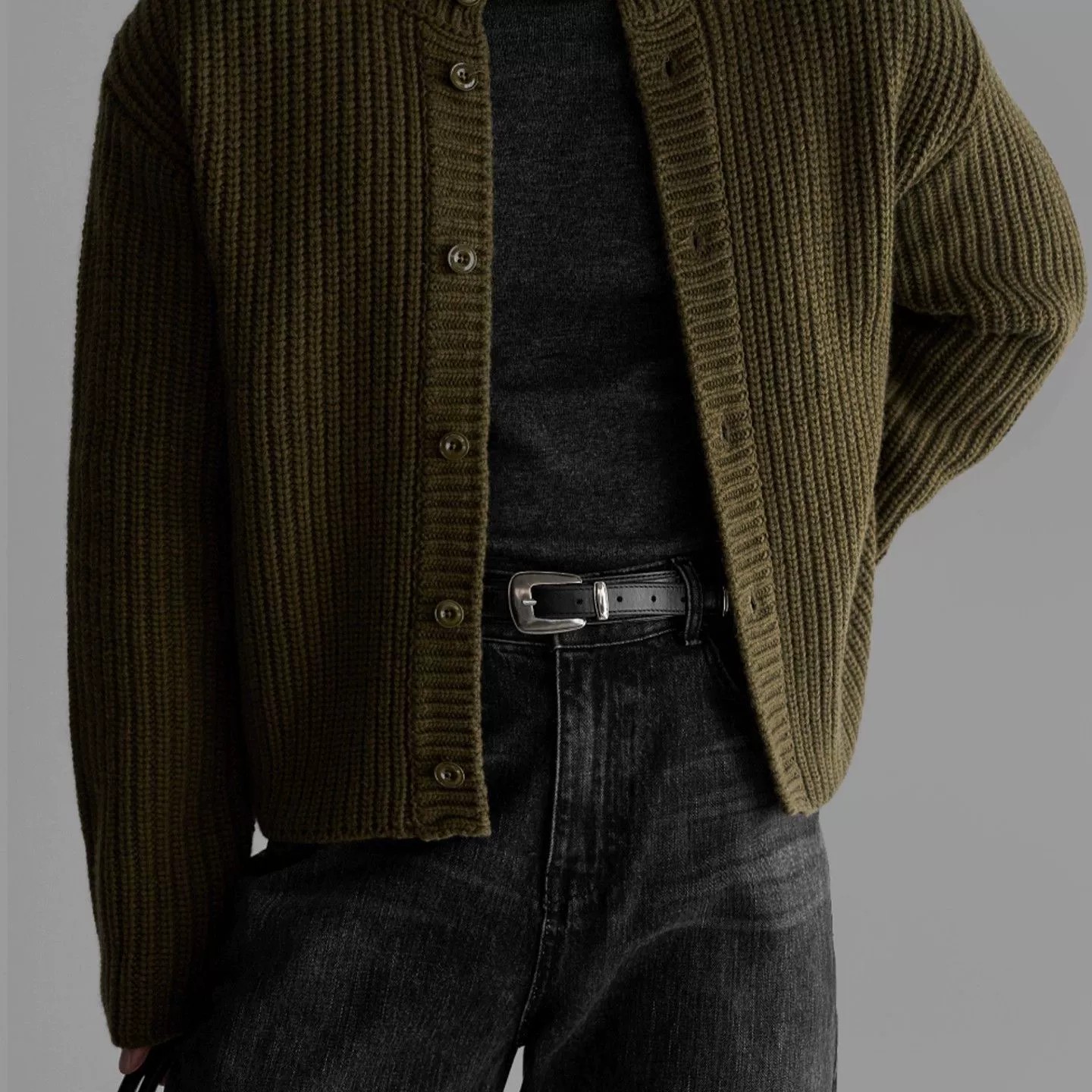 main_2 Men's Vintage Thick Knit Cardigan - Autumn/Winter - Image 2