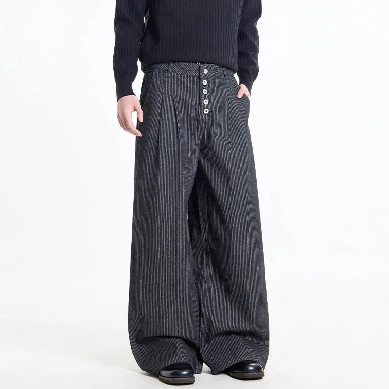 main_2 Vintage Black Striped High-Waist Wide-Leg Jeans - Image 2