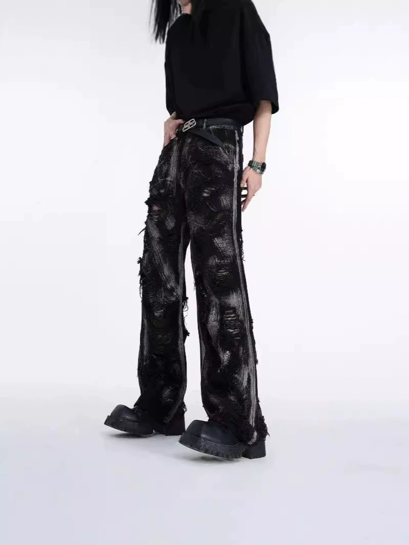 main_2 Black Washed Streetwear Straight-Leg Denim Jeans - Image 2