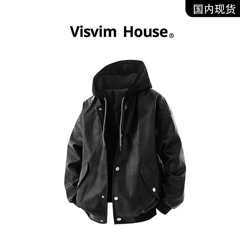 main_3 Men's Washed Polyester Hooded Casual Leather Jacket - Image 3