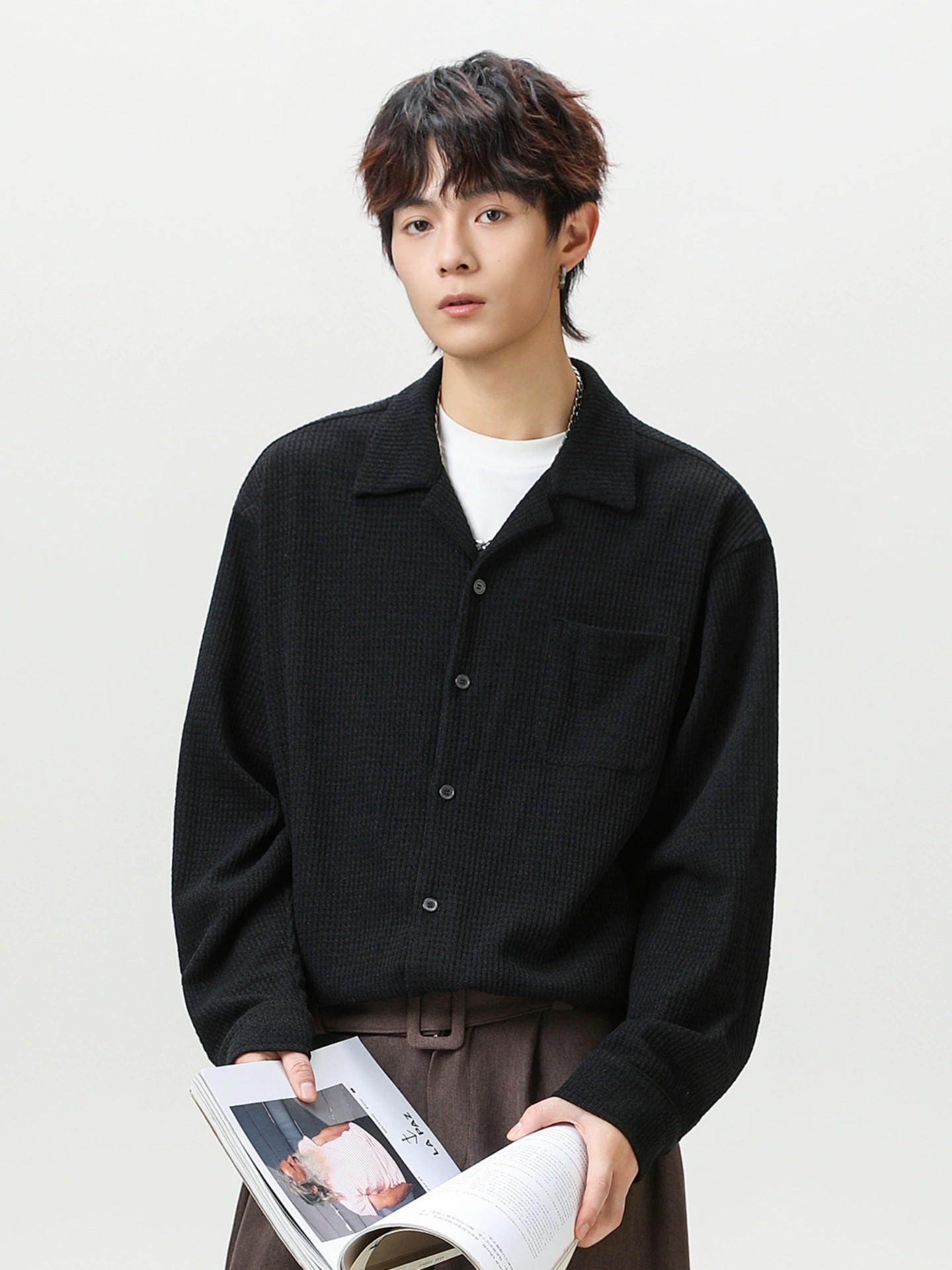 main_3 Retro Cuban Collar Long Sleeve Shirt Jacket - Image 3