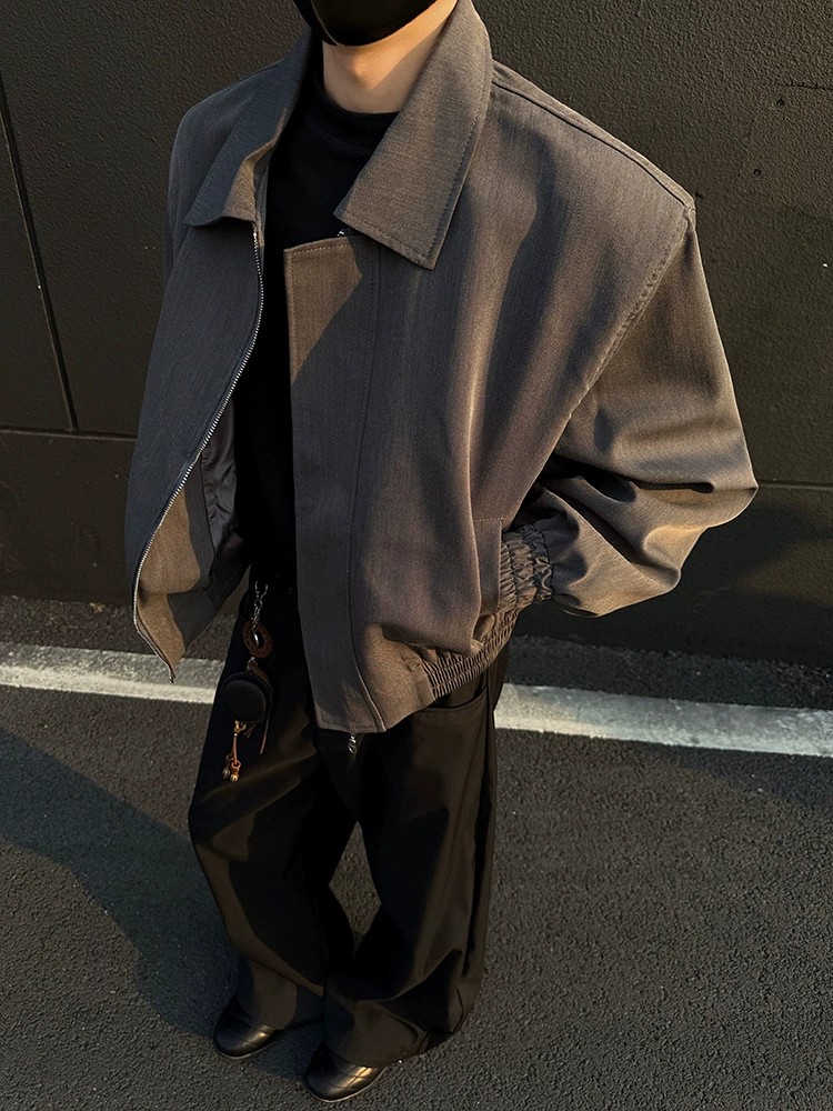 main_3 Men's Cleanfit Collared Shoulder-Pad Jacket Spring Autumn - Image 3