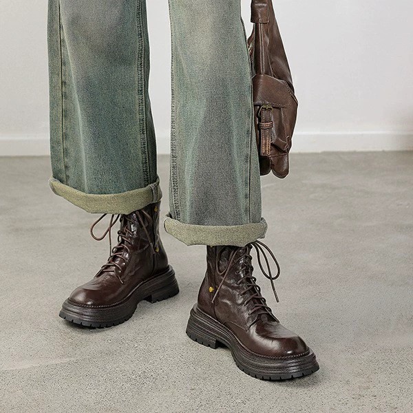 main_3 Women's Retro Leather Platform Martin Boots 2025 - Image 3