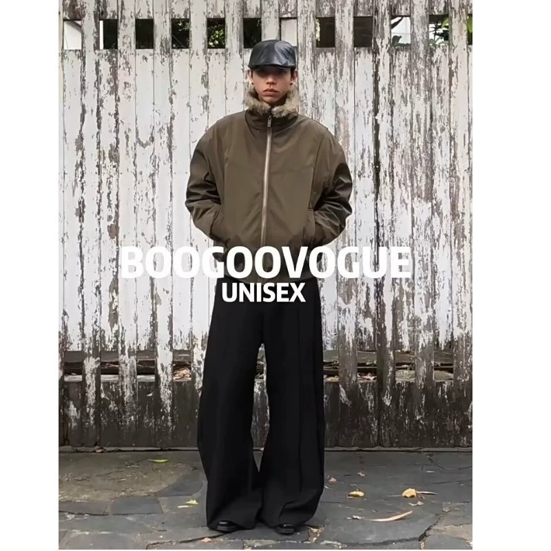 main_3 Vintage Cotton Padded Hooded Jacket with Removable Fur Collar - Image 3