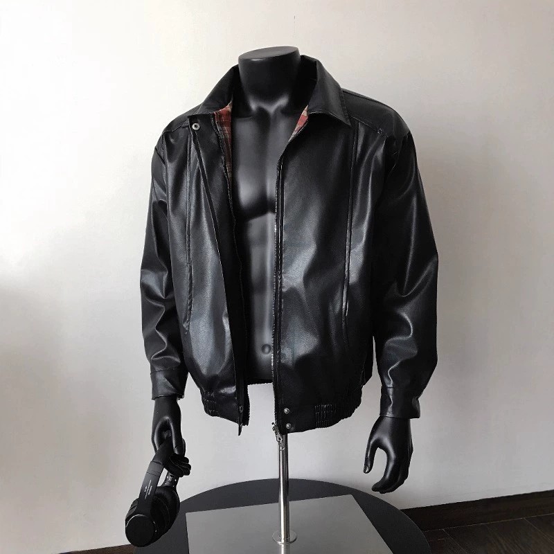 main_3 Vintage American Patchwork Washed Leather Jacket - Image 3