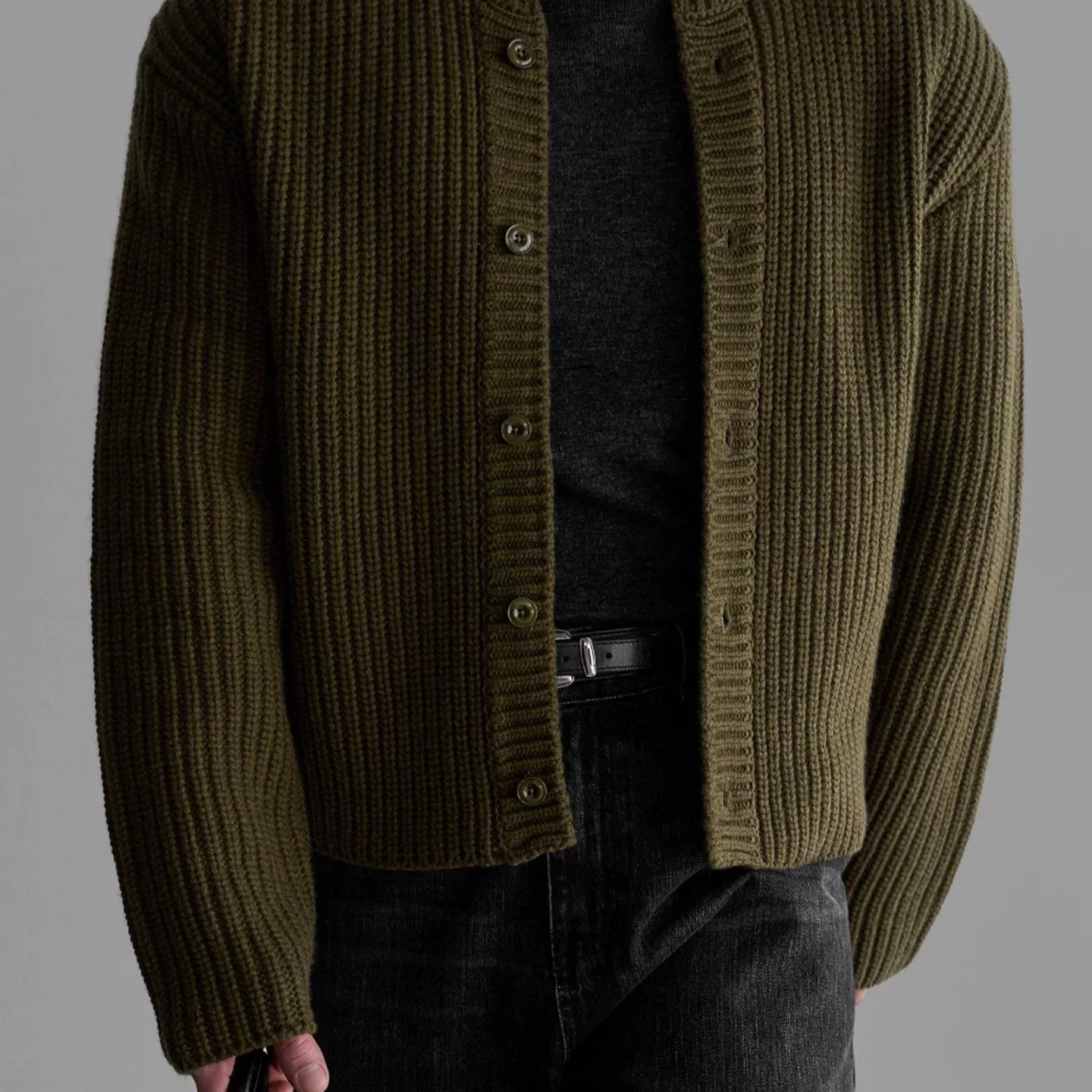 main_3 Men's Vintage Thick Knit Cardigan - Autumn/Winter - Image 3