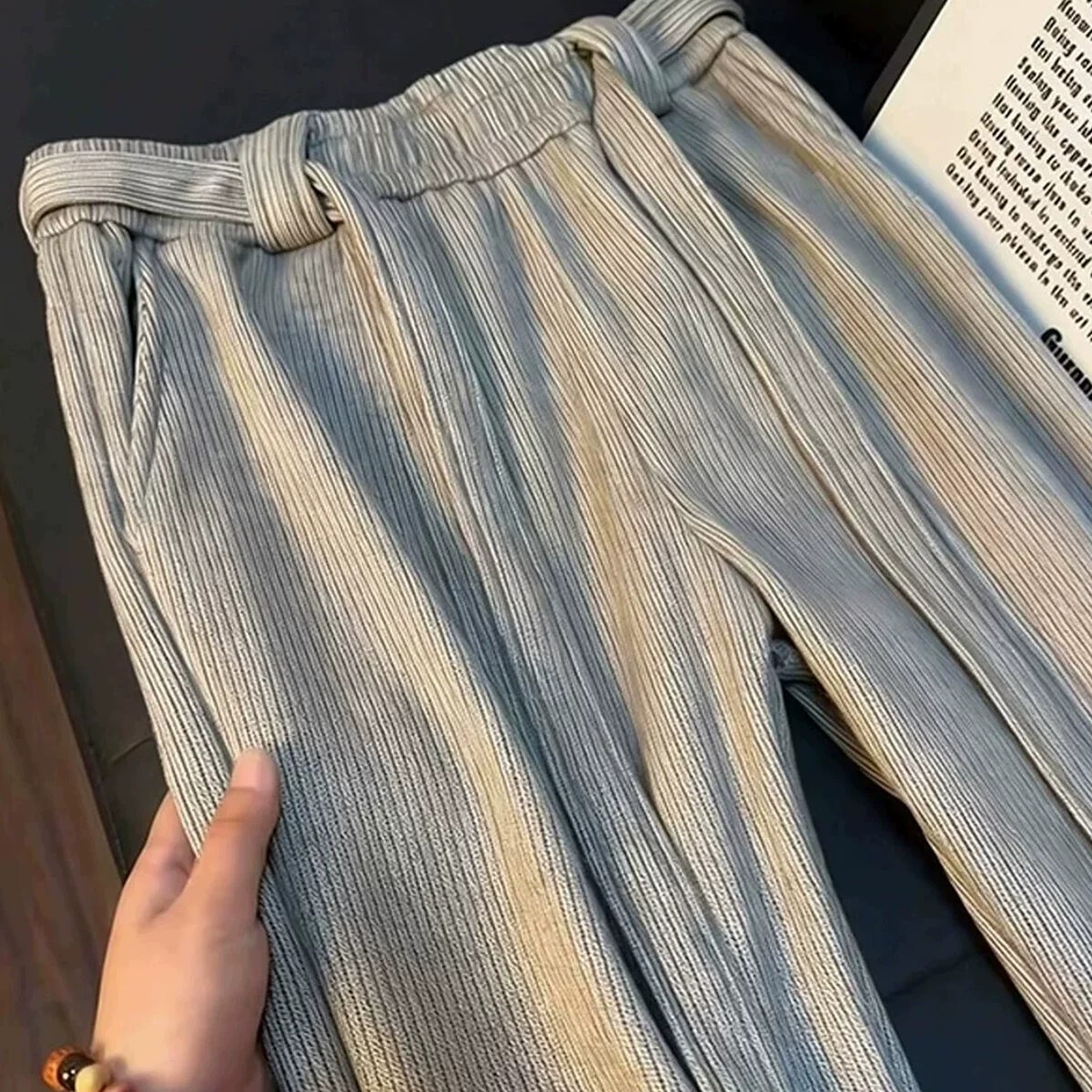 main_3 Men's High-Waist Slim Straight Fleece Lined Pants - Image 3