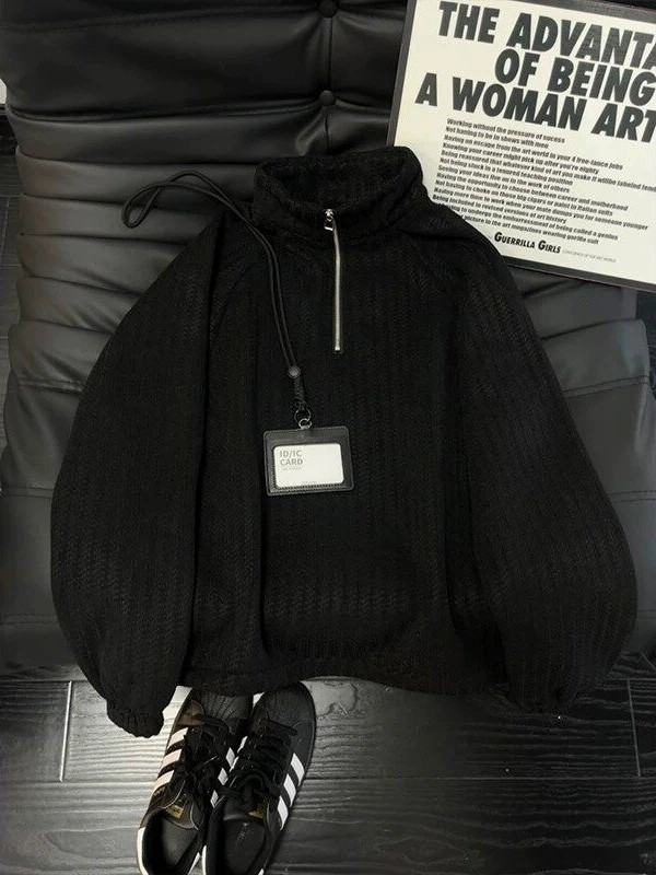 main_3 Men's Vintage Half-Zip Fleece Pullover Sweater - Image 3