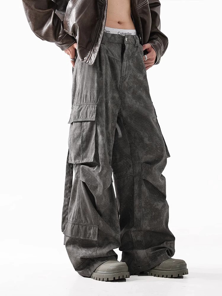 main_3 Textured Pleated Multi-Pocket Cargo Pants - Unisex - Image 3