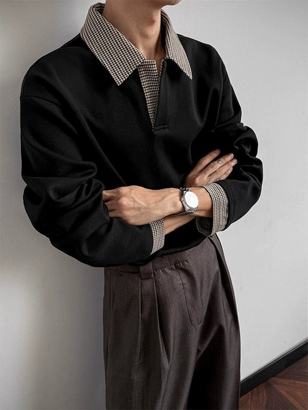 main_4 Cleanfit Houndstooth Lightweight Long Sleeve Polo - Image 4