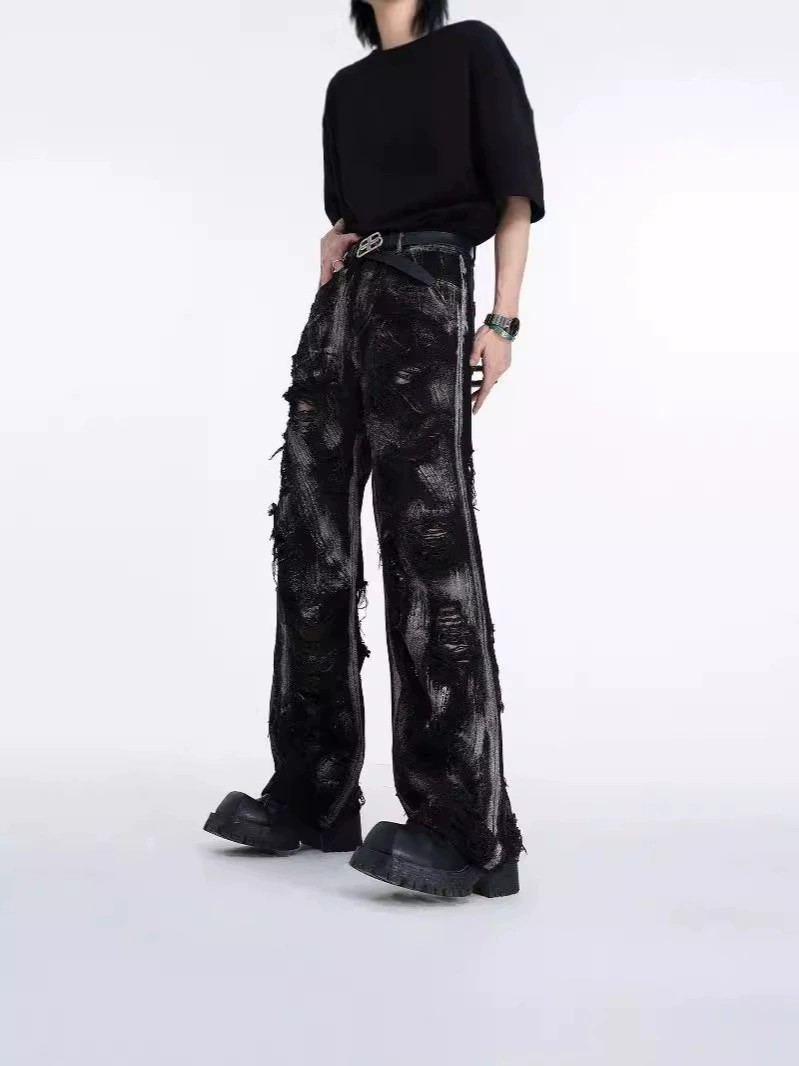 main_4 Black Washed Streetwear Straight-Leg Denim Jeans - Image 4