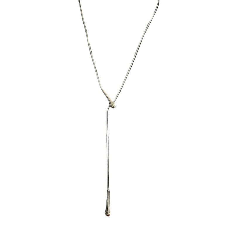 main_5 Luxury Minimalist Snake Bone Chain Teardrop Pendant Necklace - Image 5