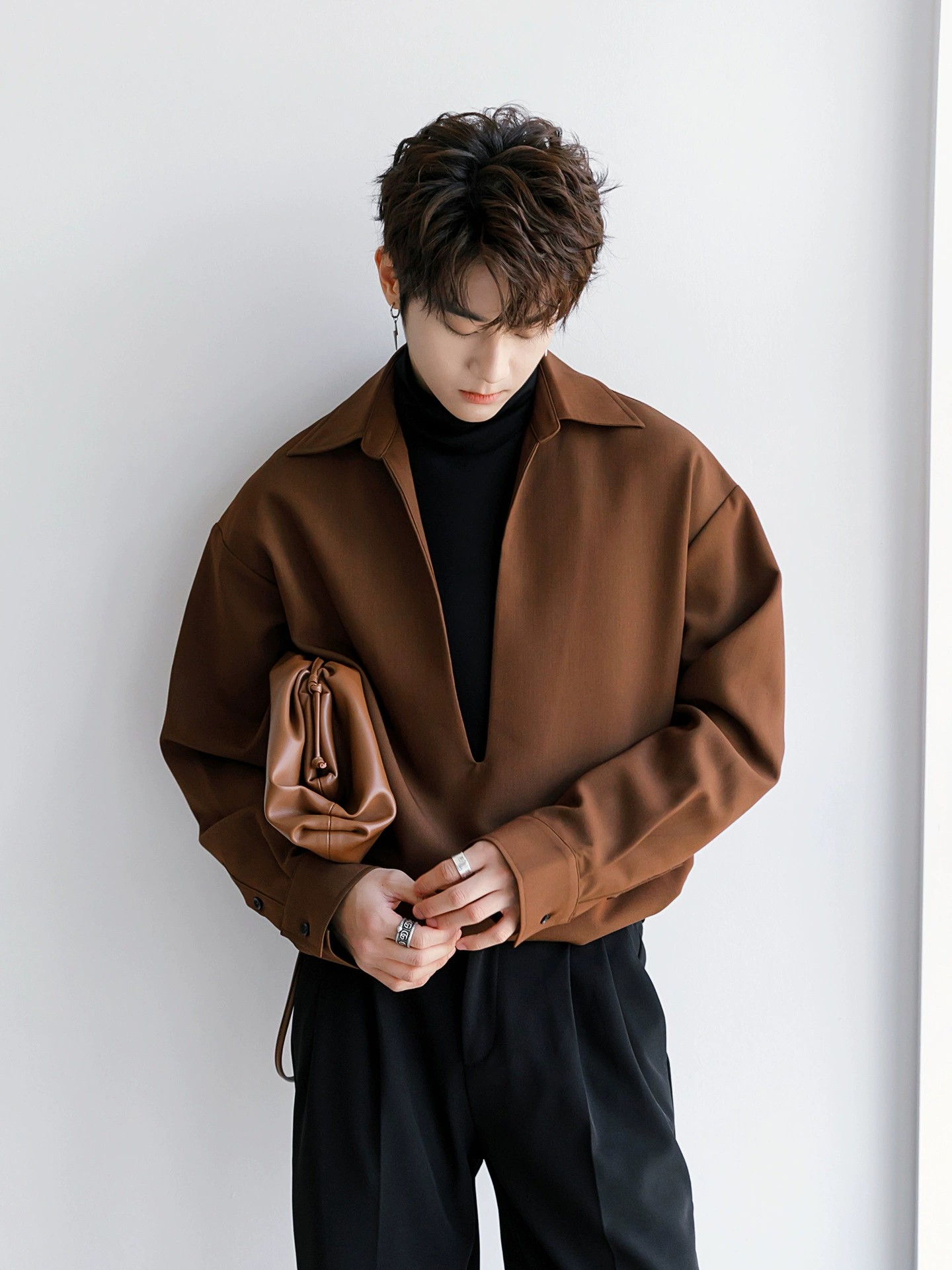 main_5 French V-Neck Colorblock Pullover Shirt for Men - Image 5