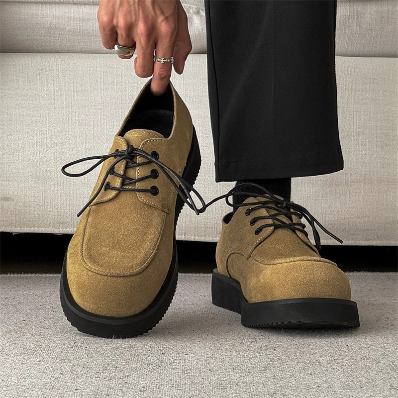 main_5 Men's Thick Sole Derby Shoes Casual British Style - Image 5