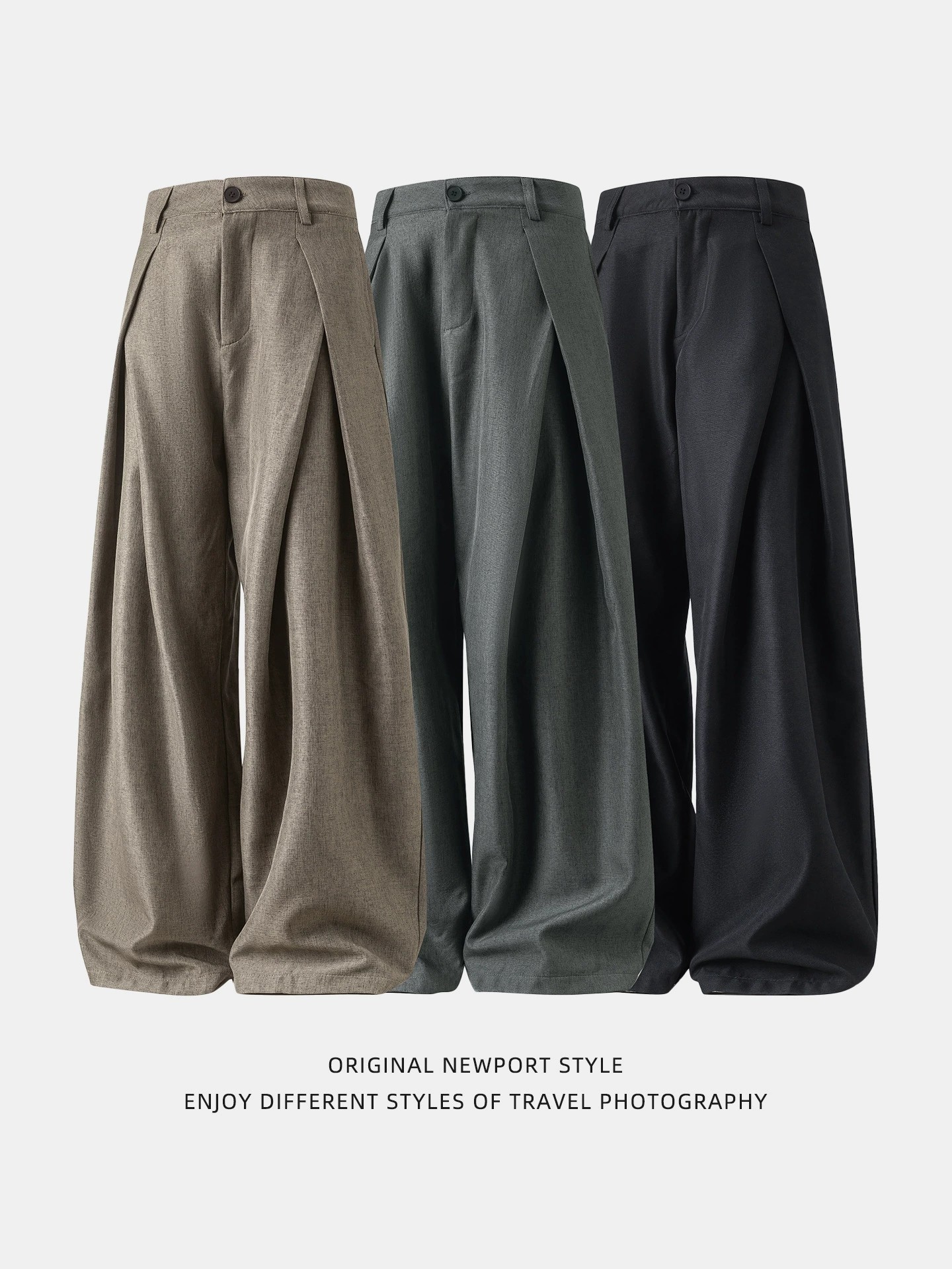 main_5 Men's Pleated Wide-Leg Casual Trousers for Autumn - Image 5