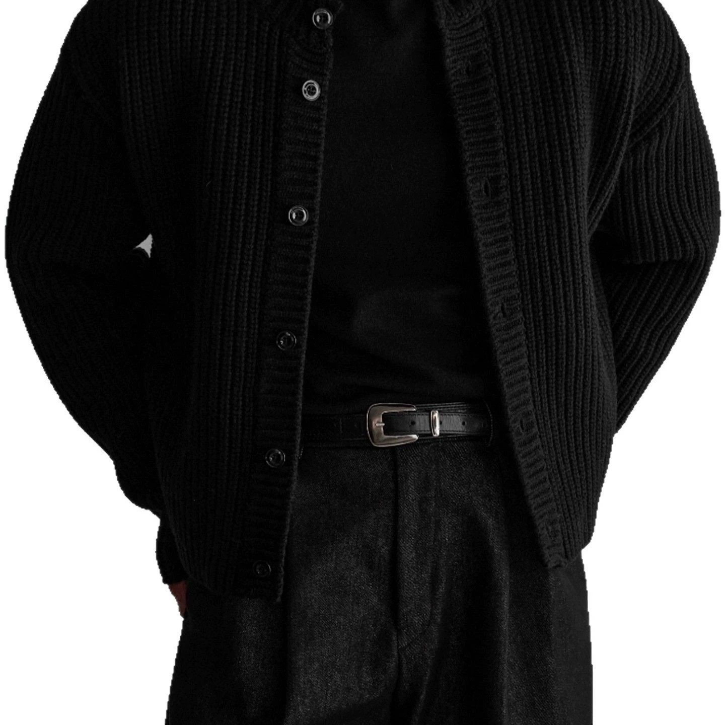 main_5 Men's Vintage Thick Knit Cardigan - Autumn/Winter - Image 5