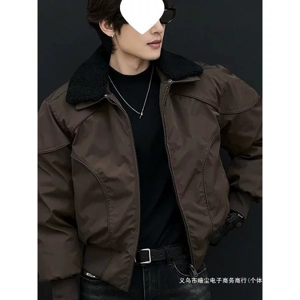main_5 Men's Thick Sherpa Collar Quilted Winter Jacket - Image 5