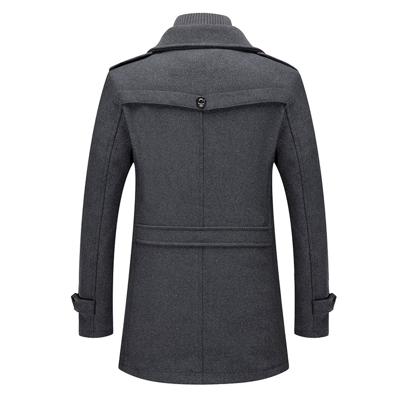 main_5 Men's Wool Blend Double Collar Business Overcoat - Image 5