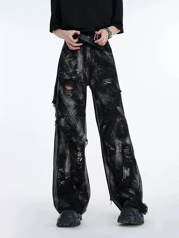 main_5 Black Washed Streetwear Straight-Leg Denim Jeans - Image 5