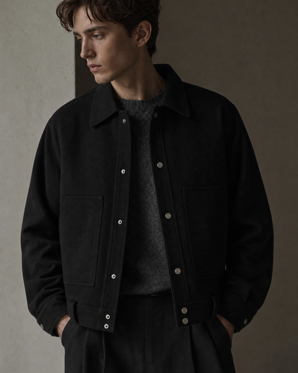 1002169750628 top dark minimal jacket dark lookbook 05