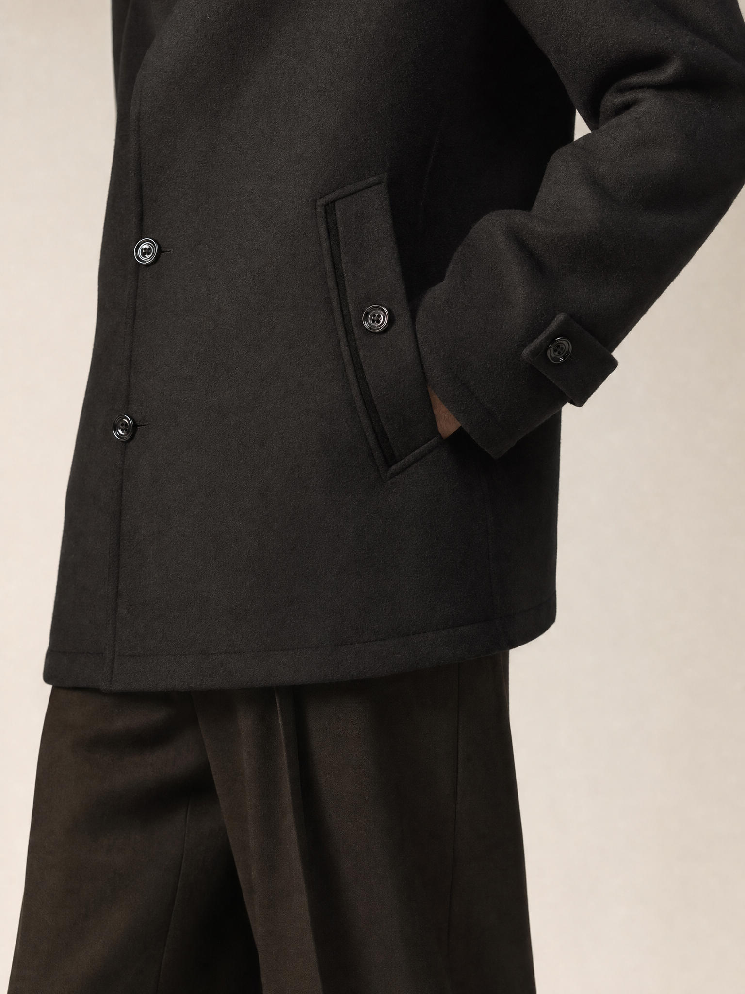 Men's Wool Blend Double Collar Business Overcoat Men