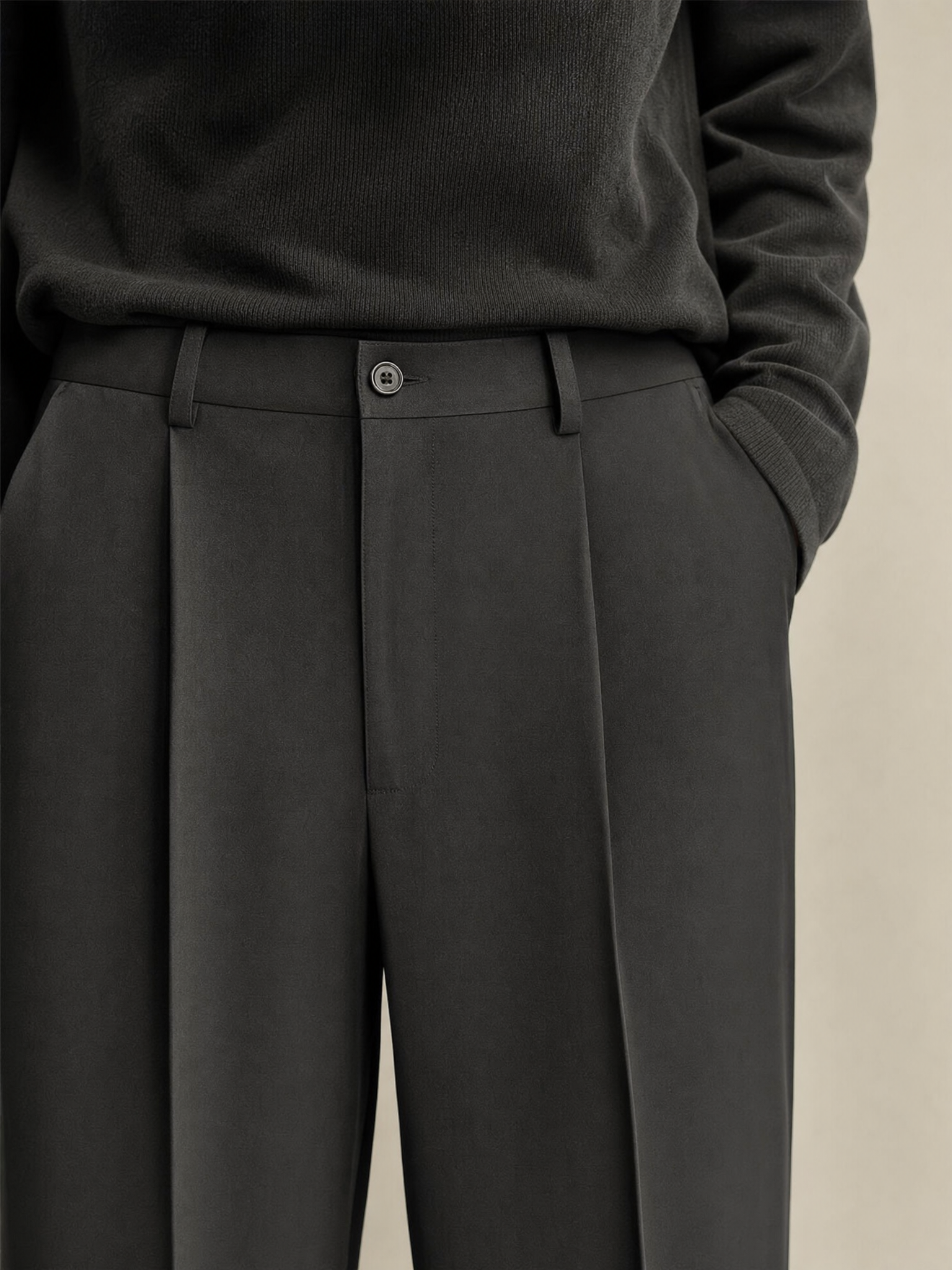Men's Split Hem Straight-Leg Casual Trousers Men