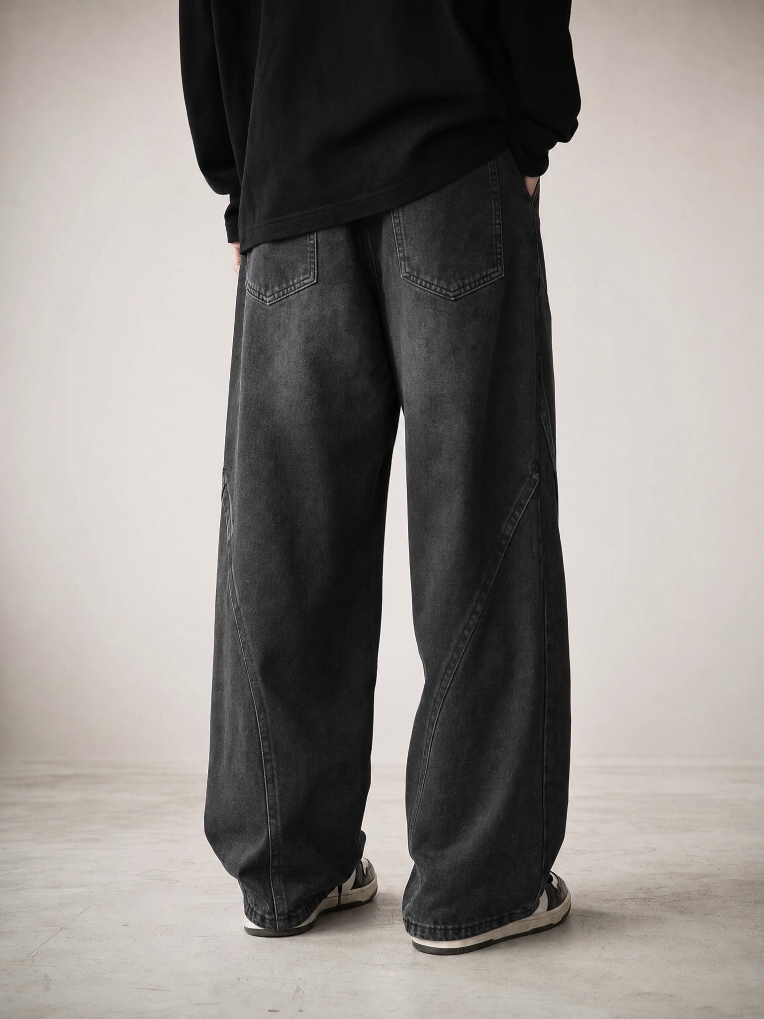 Men's Wide-Leg Washed Denim Jeans, Fall/Winter 2023 Men