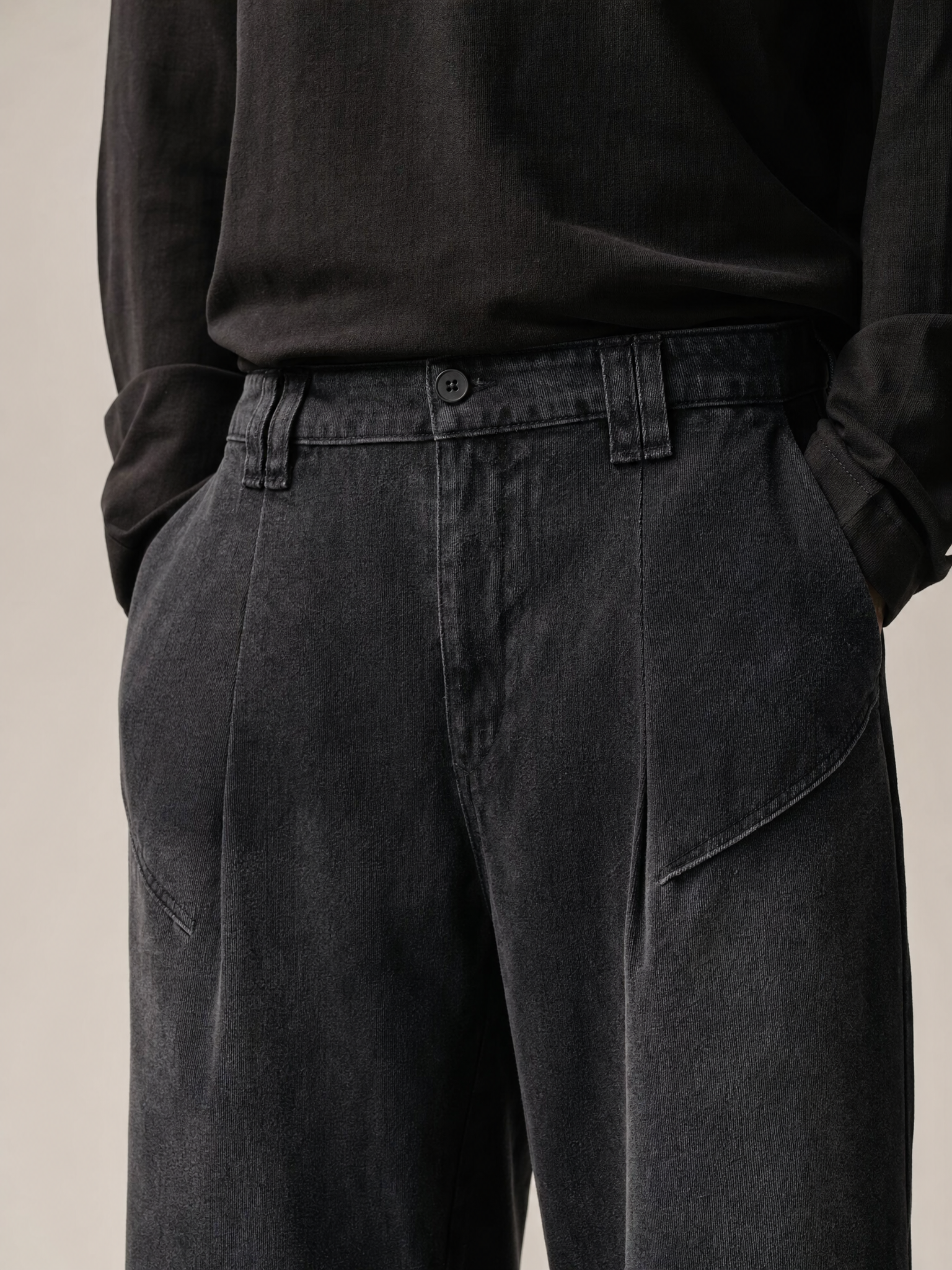 Men's Wide-Leg Washed Denim Jeans, Fall/Winter 2023 Men
