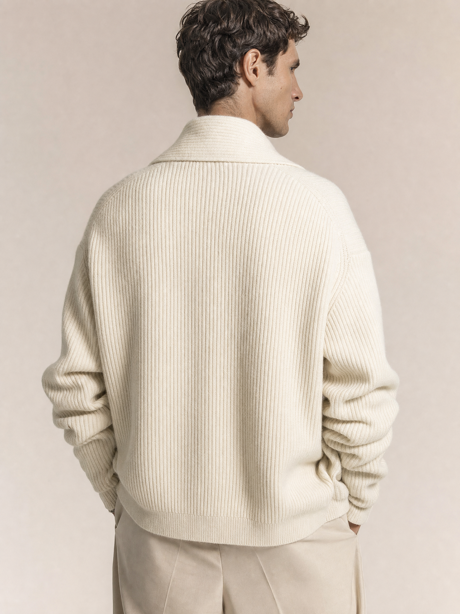 Men's Jacquard Knit Cotton Cardigan Sweater 2026 Fall Winter Men