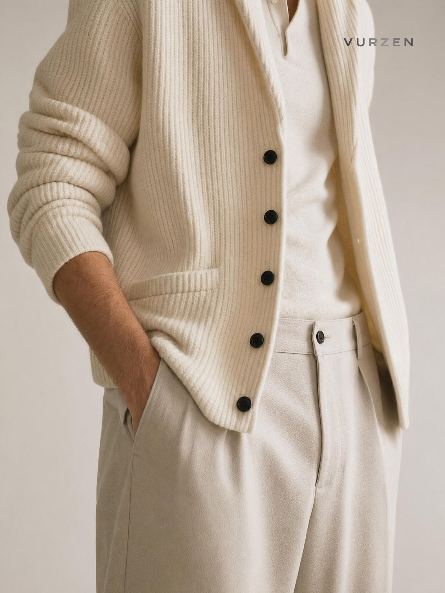 Men's Jacquard Knit Cotton Cardigan Sweater 2026 Fall Winter Men