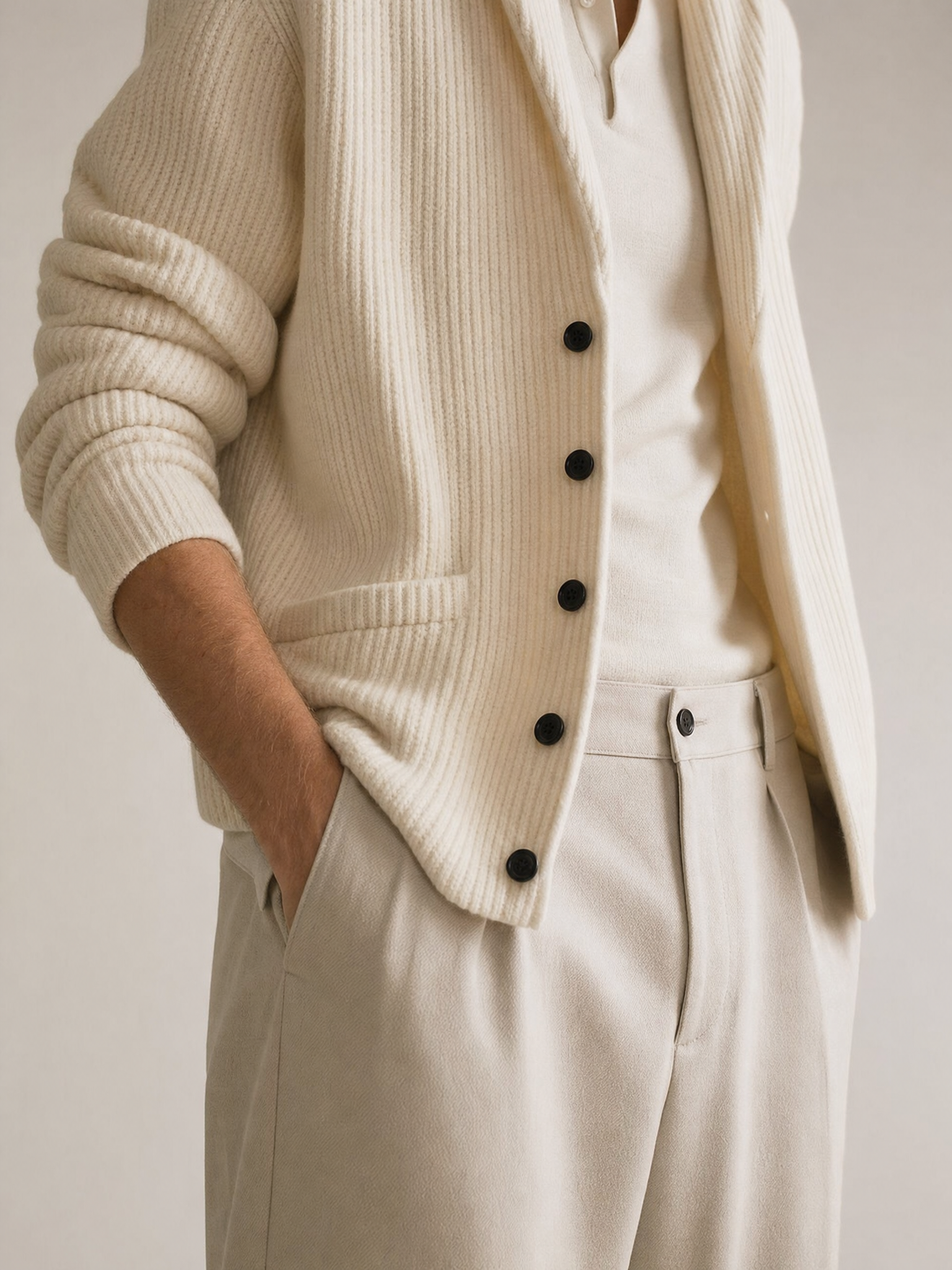 Men's Jacquard Knit Cotton Cardigan Sweater 2026 Fall Winter Men