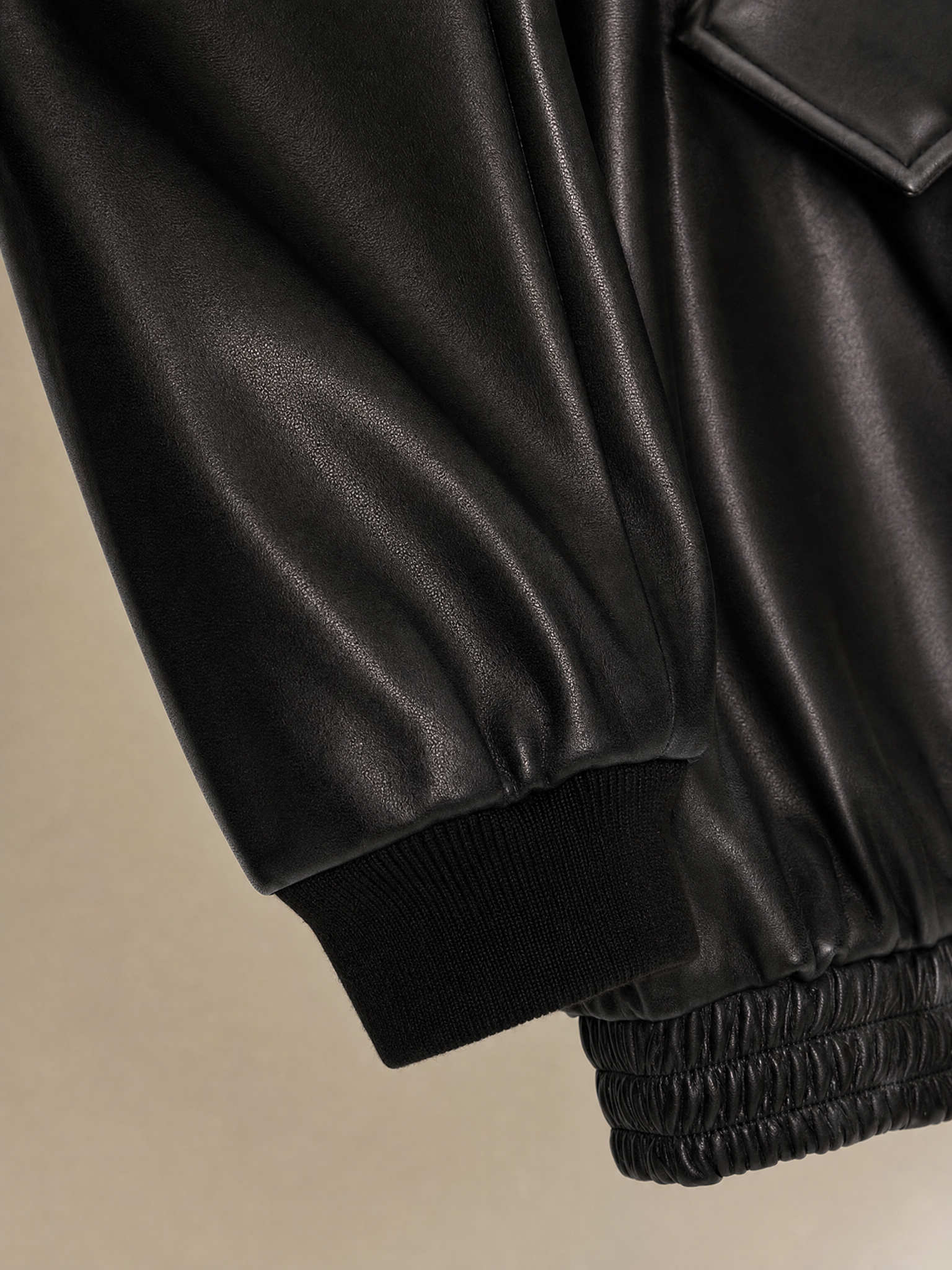 MYQ Men’s PU Leather Hooded Jacket 2024 Spring MYQ Men’s PU Leather Hooded Jacket 2024 Spring detail