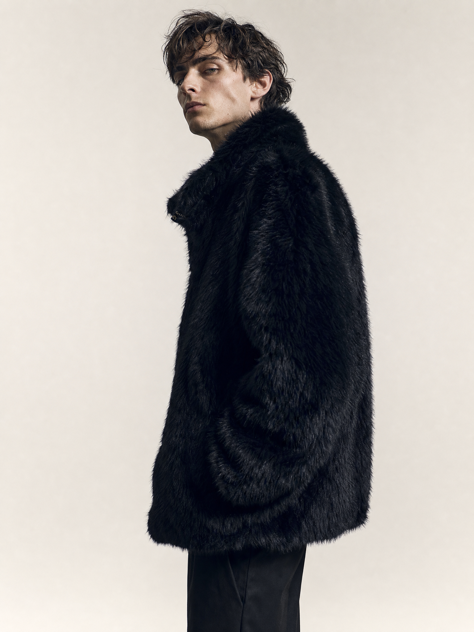 Men's Korean Style Thick Faux Fur Winter Coat Men