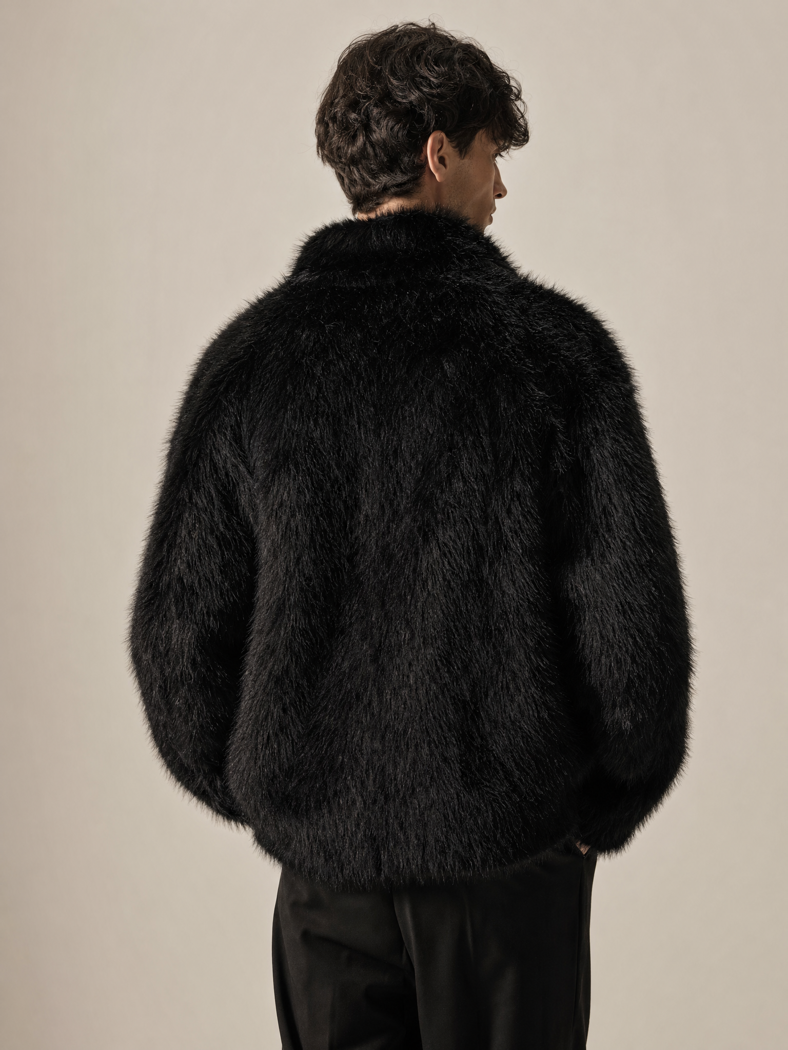 Men's Korean Style Thick Faux Fur Winter Coat Men