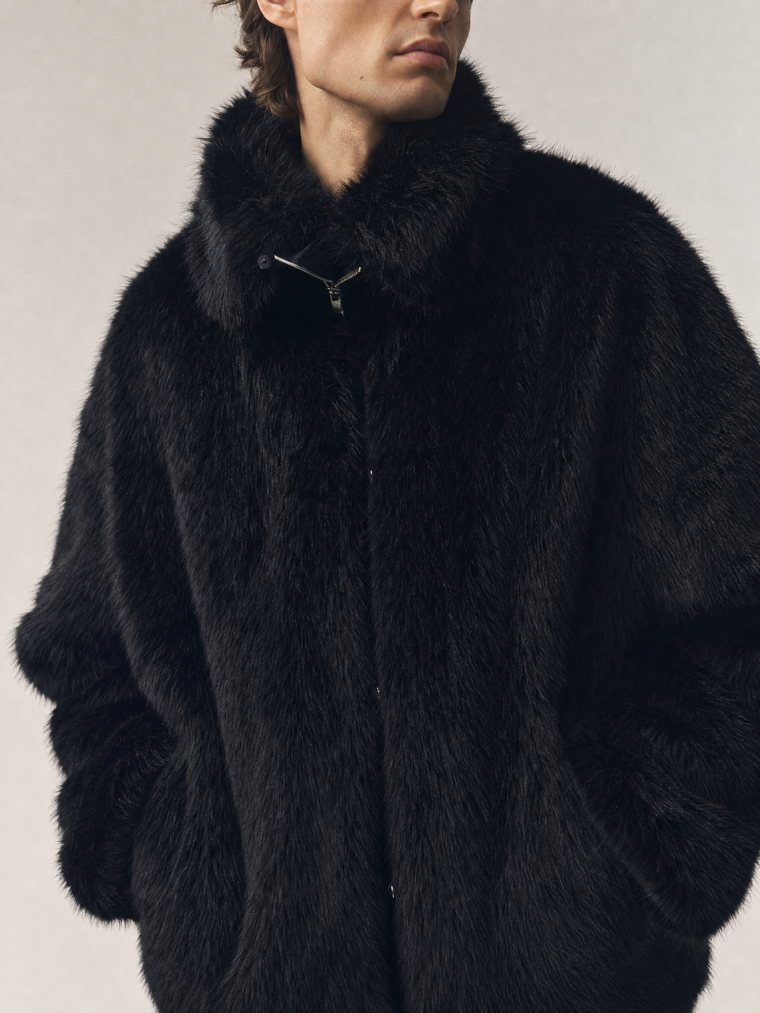 Men's Korean Style Thick Faux Fur Winter Coat Men