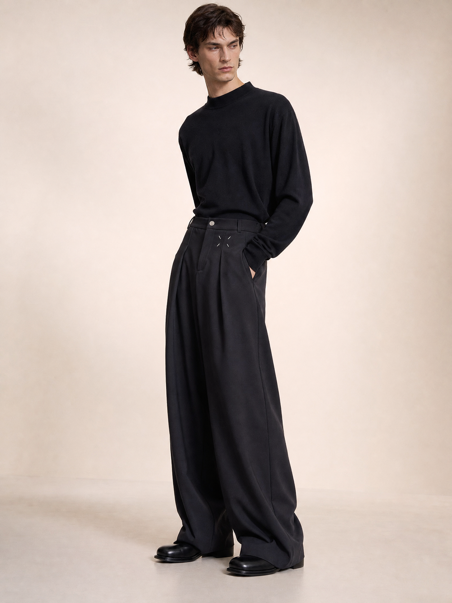 Margiela Cleanfit Black Wide-Leg Trousers Margiela Cleanfit Black Wide-Leg Trousers detail