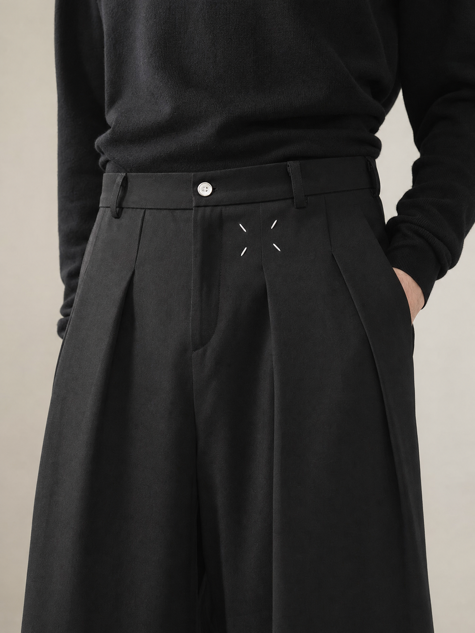 Margiela Cleanfit Black Wide-Leg Trousers Margiela Cleanfit Black Wide-Leg Trousers detail