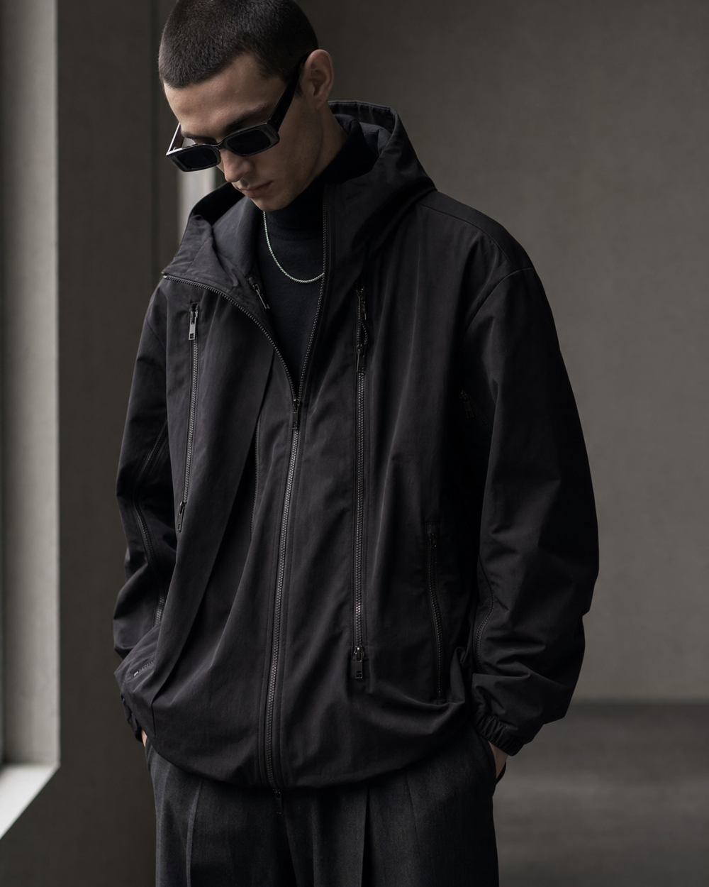 838305318704 top dark minimal jacket dark lookbook 05
