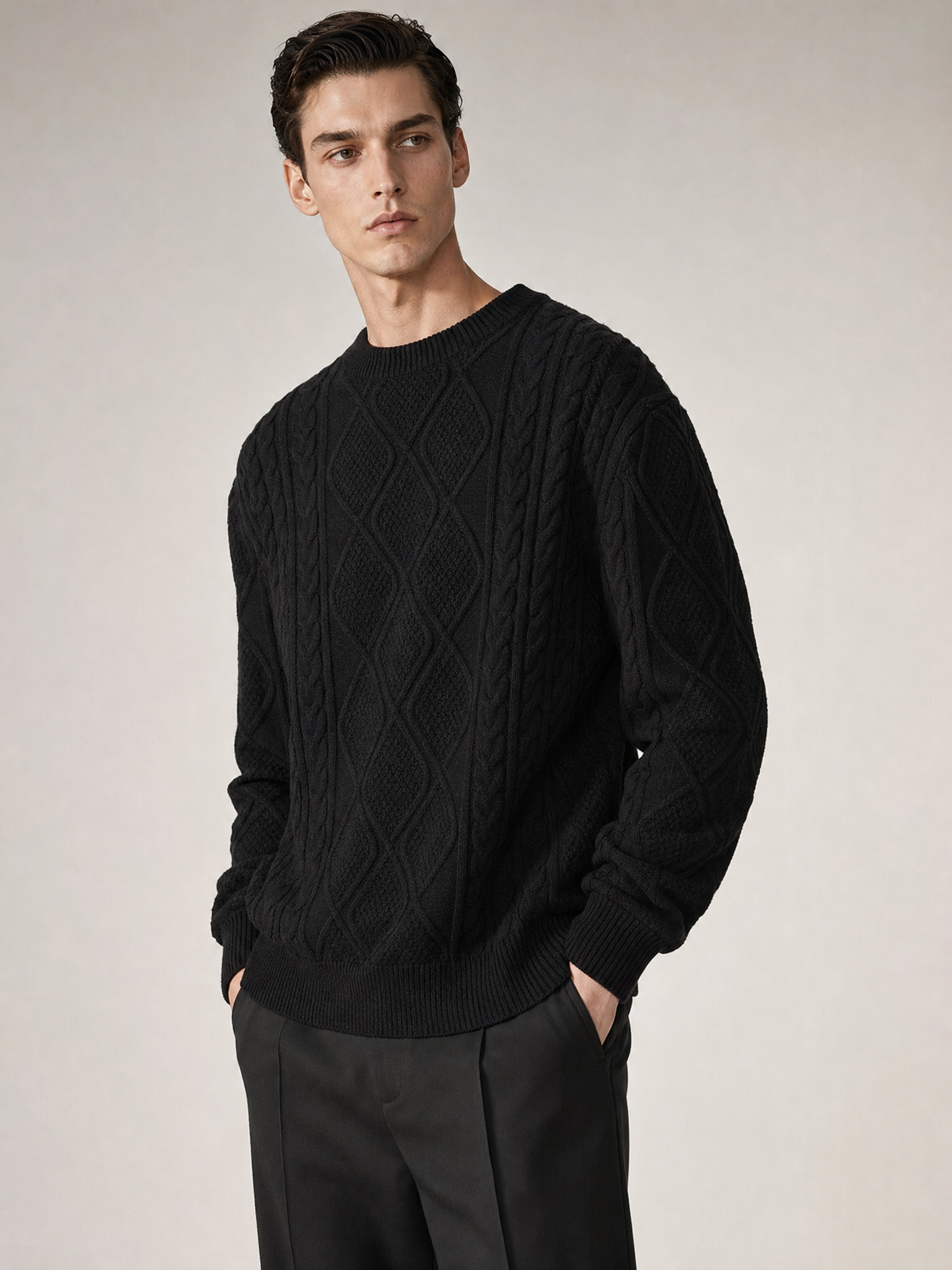 Vintage Thick Knit Pullover Sweater for Men Vintage Thick Knit Pullover Sweater for Men detail