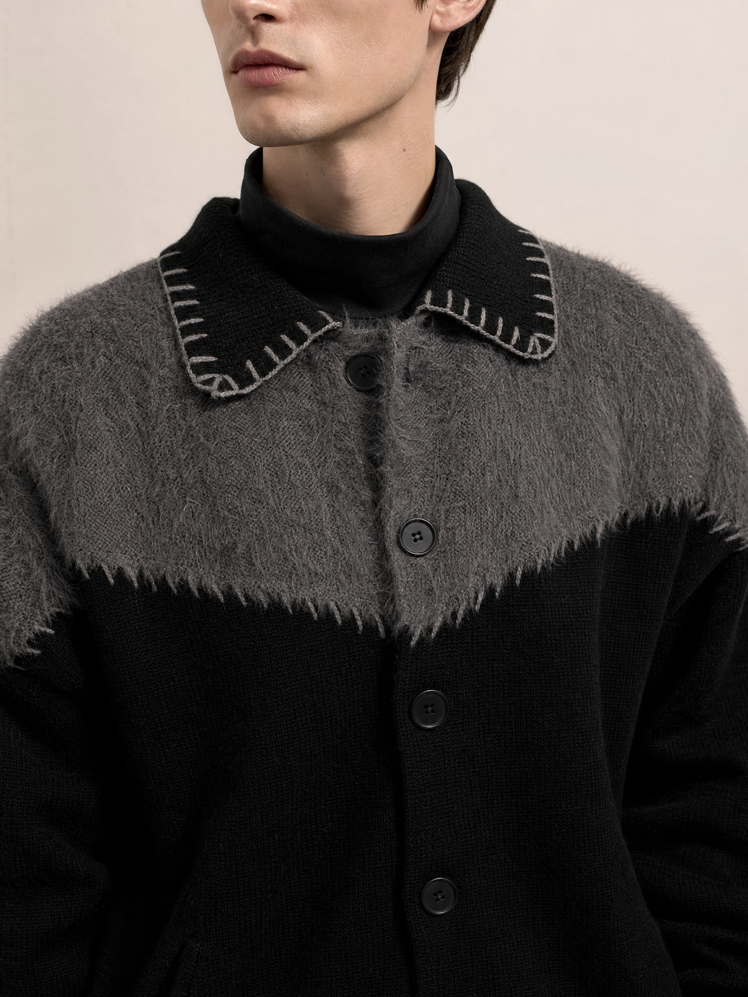 Men's Retro Colorblock Knit Cardigan Jacket Men