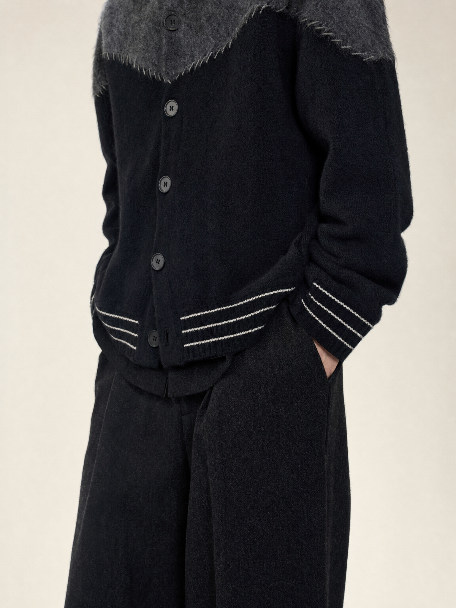 Men's Retro Colorblock Knit Cardigan Jacket Men