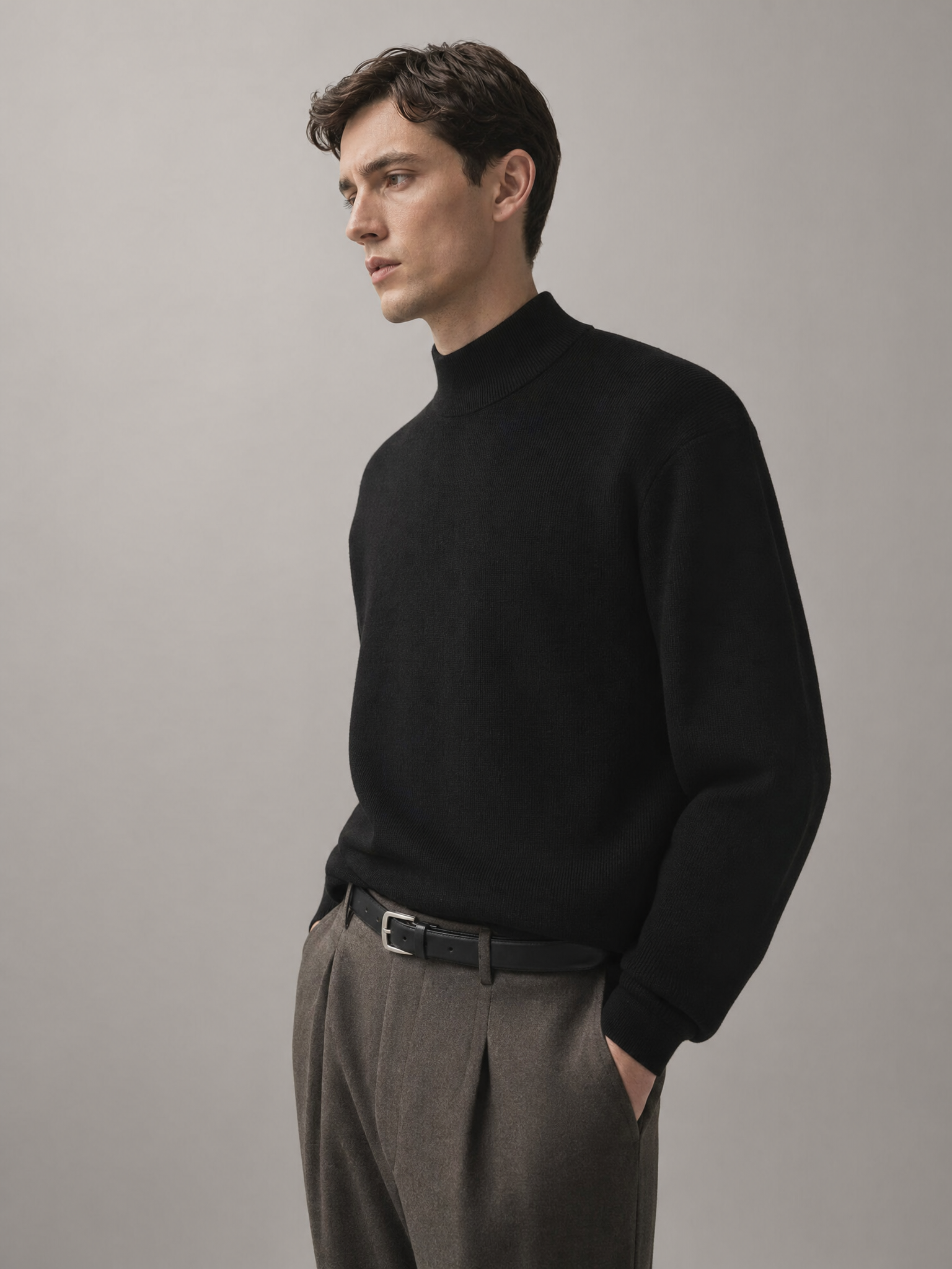 Vintage Style Men’s Half-Turtleneck Knit Sweater Vintage Style Men’s Half-Turtleneck Knit Sweater detail